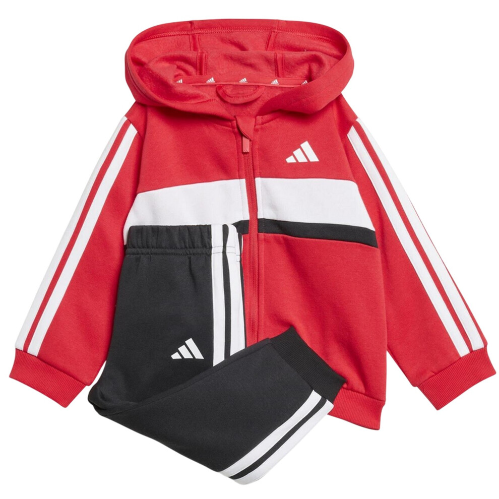Adidas (9-12 Months, Red/Black) Toddler Fleece 3 Stripes Tracksuit
