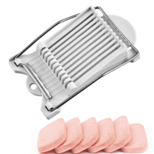 JGF844 Charcuterie, fil d'acier inoxydable, prédécoupée en 10 tranches pour œufs, jambon, banane, aliments mous (blanc)