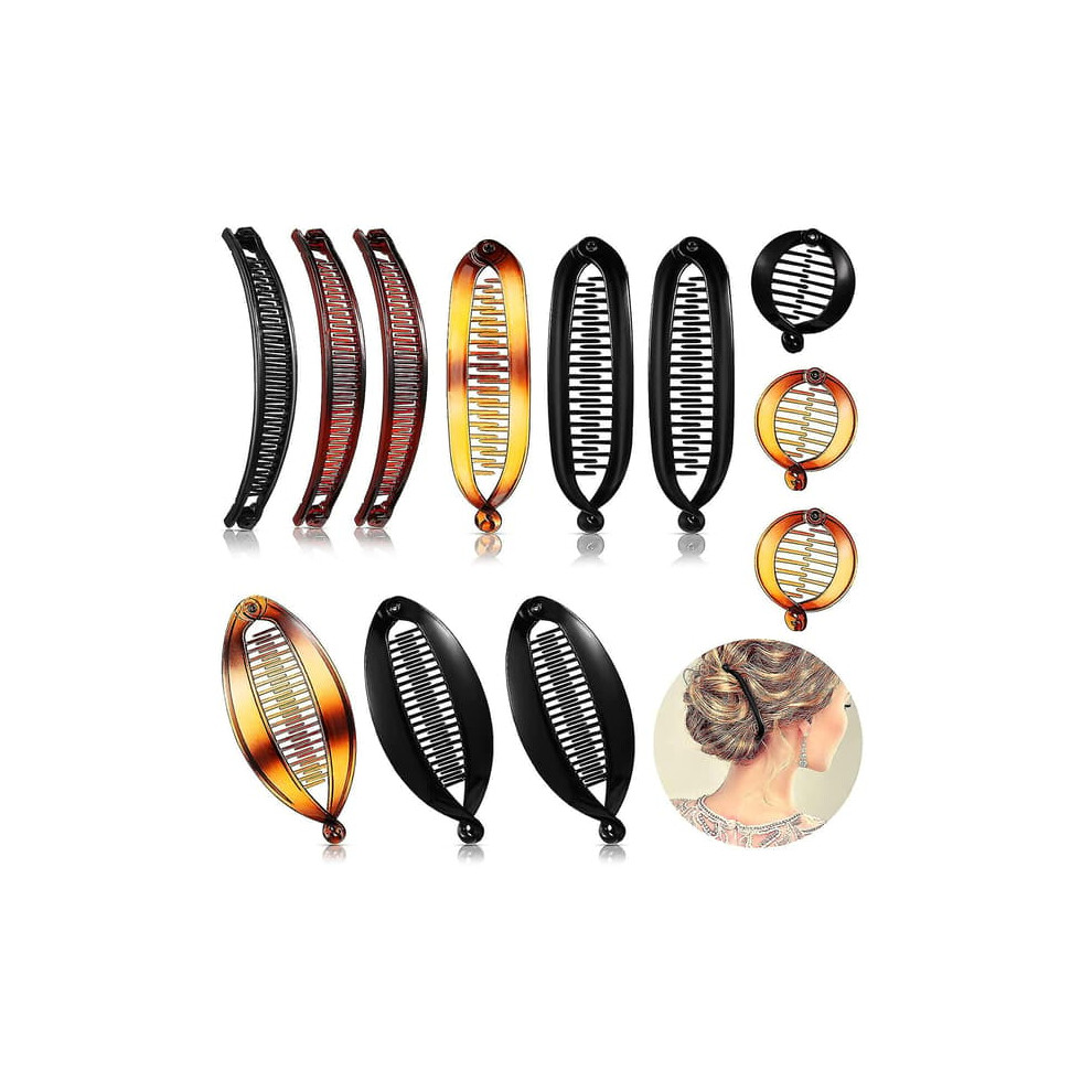 Banana Hair Clips Classic Double Comb Style 12 Pieces 962029279723