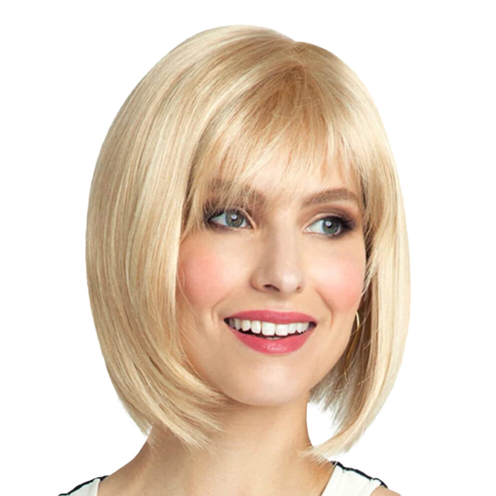 Women's Golden Short Bob Half Wig with Bangs Human Hair