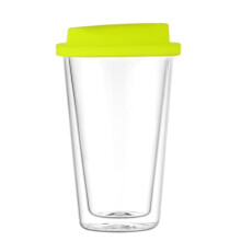 Double Walled Glass Tumbler 350ml with Silicone Lid