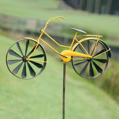 Bicycle Wind Spinner Standing Yellow