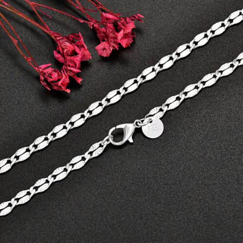 Κολιέ με επίπεδη αλυσίδα από ασήμι 925 4mm 65cm 1
