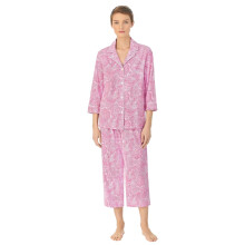 (12 UK, Pink) Ralph Lauren Womens/Ladies Paisley 3/4 Sleeve Long Pyjama Set