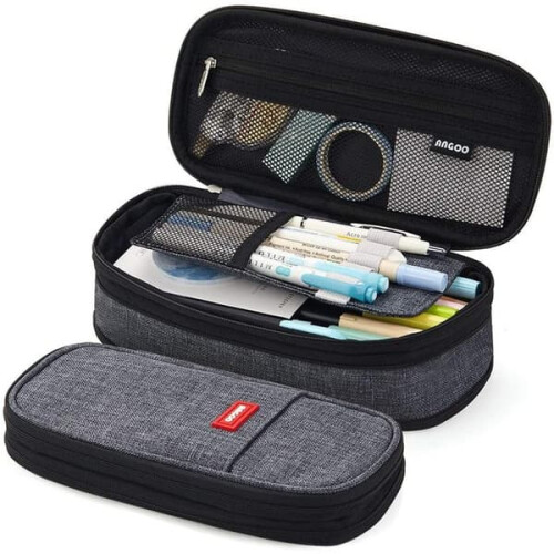 Pencil Case Black Large Capacity Organizer for Students