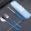 Portable Cutlery Set Reusable Blue 4-Piece 6