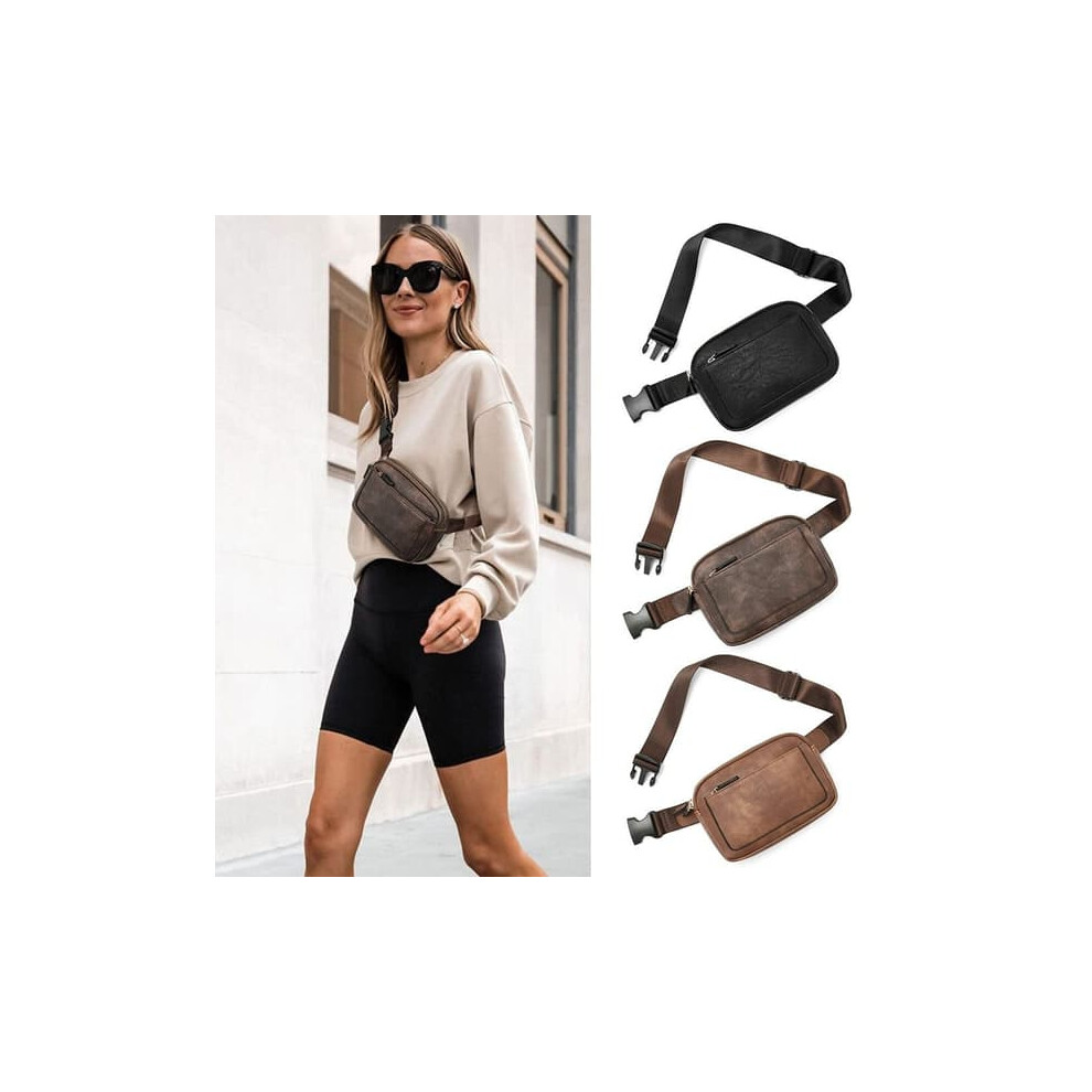 Women's Pu Leather Crossbody Waist Bag Brown 962029287469
