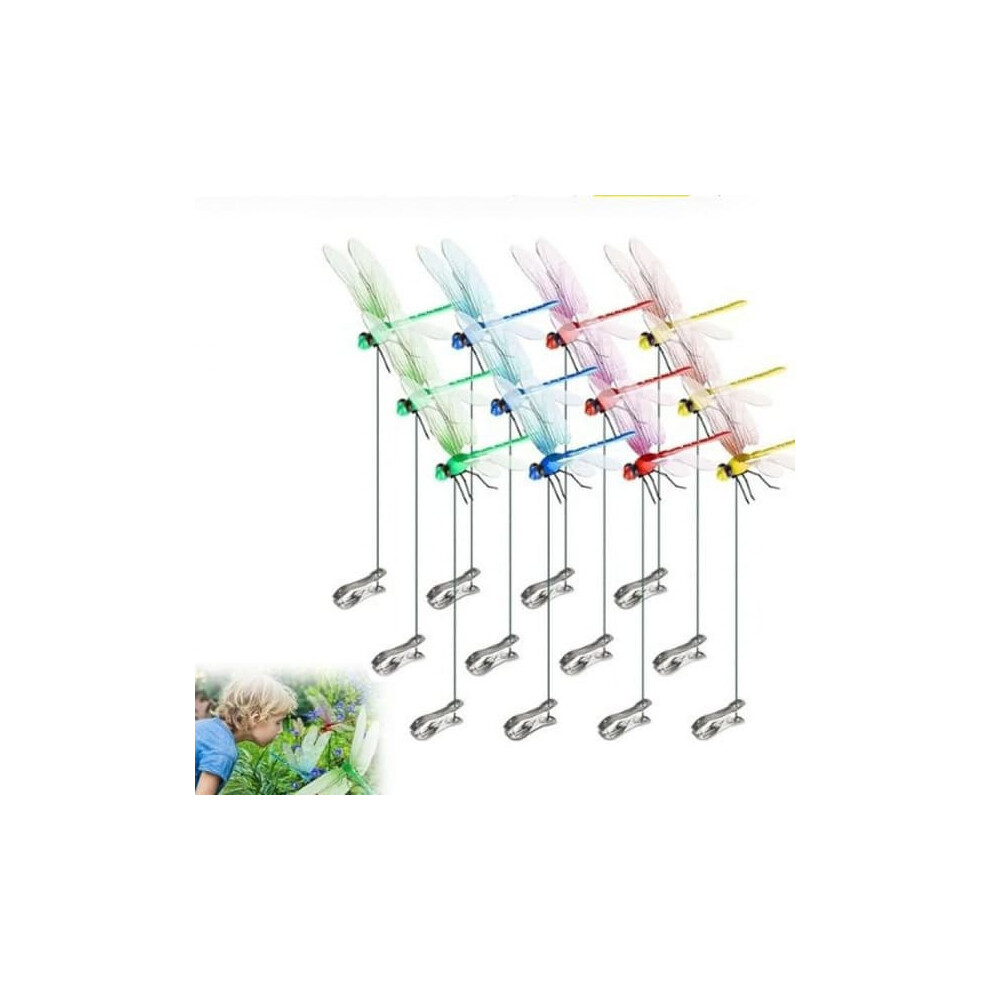 Artificial Dragonfly Clips Outdoor Garden Decor 12Pcs 962125799224