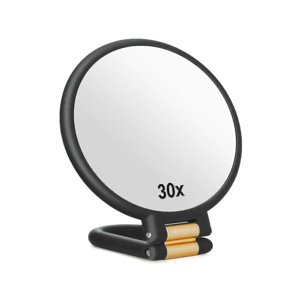 Magnifying Mirror Handheld 30x 1x Double Sided Black