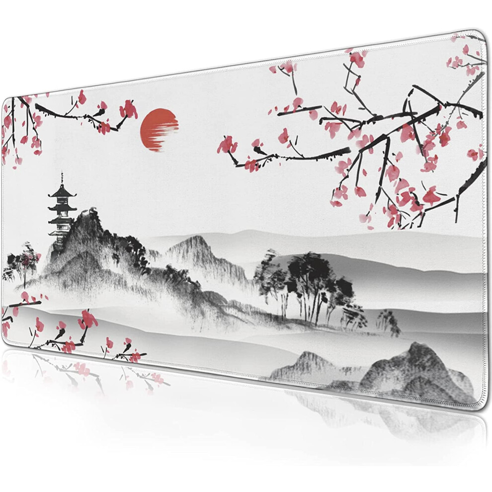 Cherry Blossom Mouse Pad Sakura Design 35.4X15.7 In White 972745926542