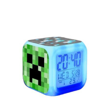 Night Light with Alarm Clock Minecraft Style Color Changing