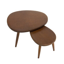 Dollhouse Triangle Coffee Table Tea Brown 1 Set