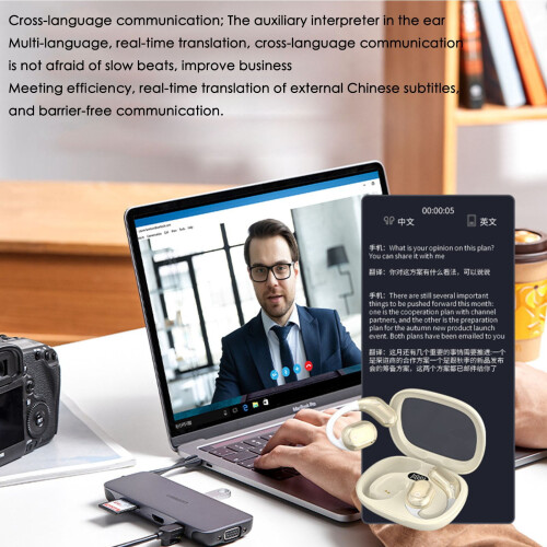 Translation Earbuds 3-in-1 Language Translator Headset with 2