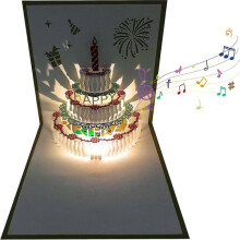 Cartes de vœux 3D avec musique, lecture automatique de cartes de gâteau d'anniversaire