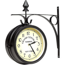 Wall Clock Wrought Iron 2-Sided Garden Clock