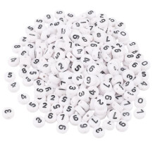 Acrylic Round Number Beads 4x7mm White 0-9 500pcs