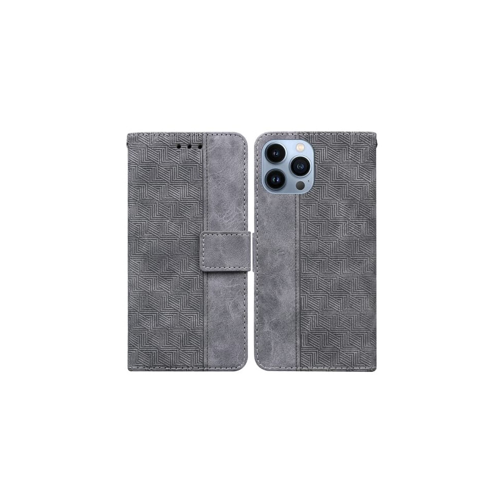 Iphone 14 Pro Max Case Geometric Leather Grey 962125794021
