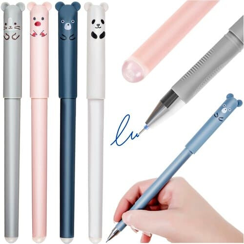 Erasable Ink Pens Animal Design 4-Pack Multicolor