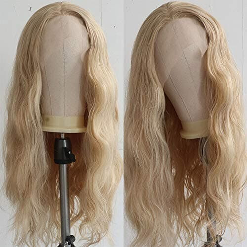 Golden Blonde Curly Lace Front Wig Synthetic 1