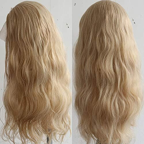 Golden Blonde Curly Lace Front Wig Synthetic 2