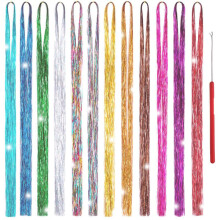 Hair Extensions Kit with Glitter 12 Colors 90 cm