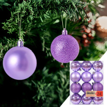 Christmas Tree Ornaments Purple Balls 24 Pack