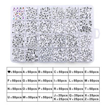 Black acrylic cube alphabet beads for jewelry making