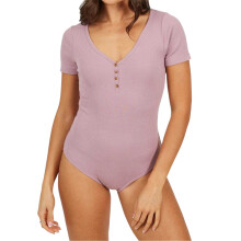 (10 UK, Mauve) Brave Soul Womens/Ladies Button Detail Bodysuit