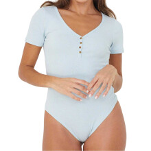 (10 UK, Powder Blue) Brave Soul Womens/Ladies Button Detail Bodysuit