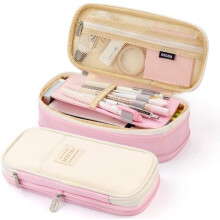 Pink Pencil Case Large Capacity for Students and Office