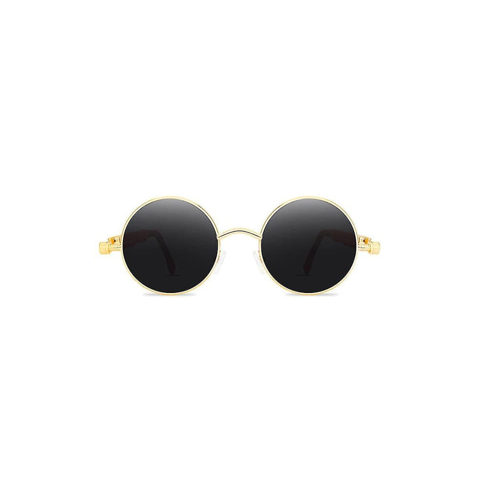 Steampunk Cyberpunk Round Sunglasses Frame Lenses Gold/Gray 962029279075