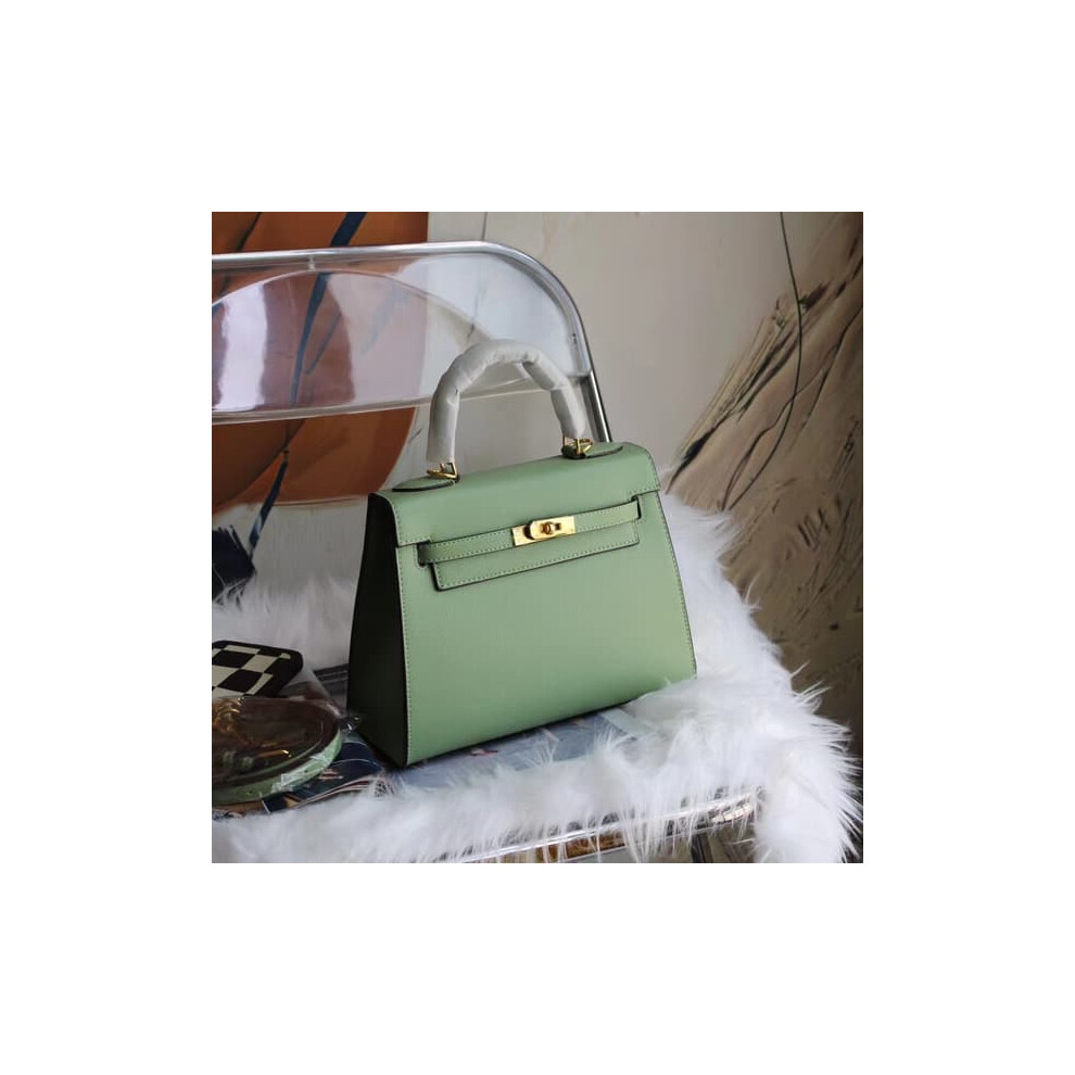 Handmade Light Green Women's Shoulder Bag Small 22X7x16 Cm 962029290001