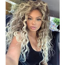 Gray blonde curly wig for women 12 inches