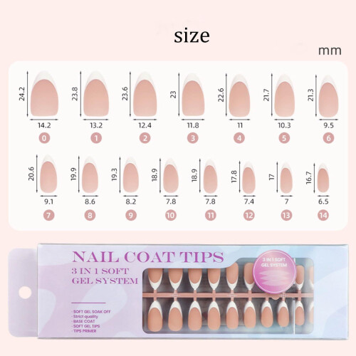 French gel nail tips almond shape 300 pcs pre-applied base 2