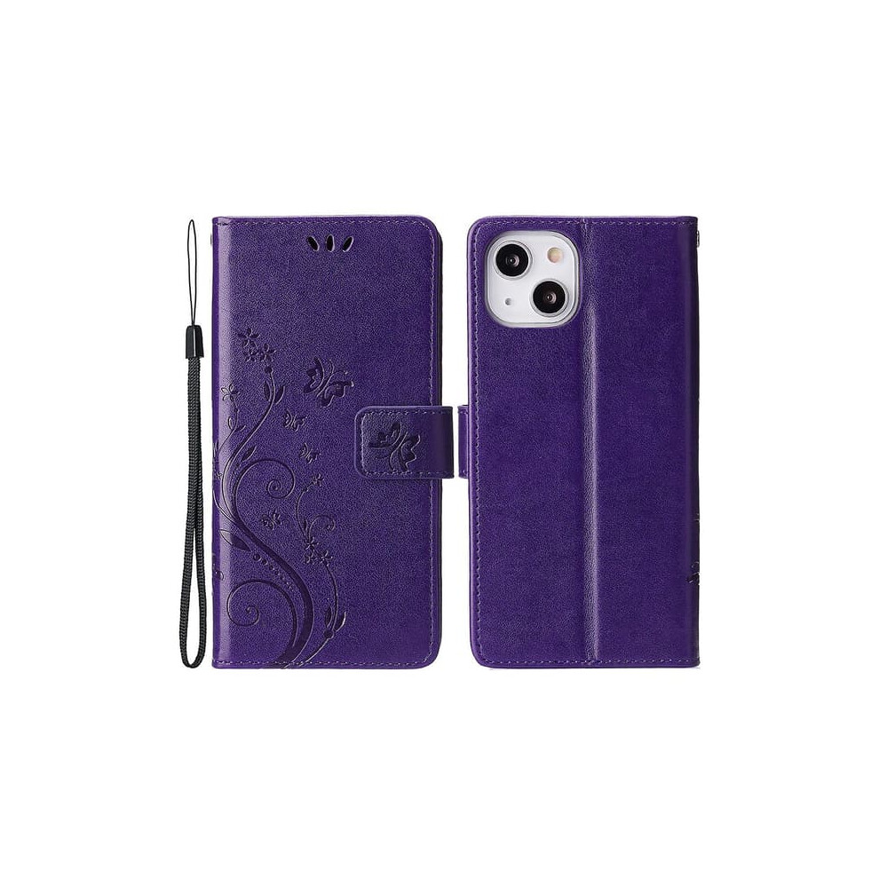 Iphone 15 Butterfly Pu Leather Wallet Case With Strap Dark 962125792393