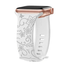 Banda láimhe Graverat atá comhoiriúnach le Apple Watch38-49mm, oireann do shraith 10-3, SE, Ultra, dearadh Wildflower White