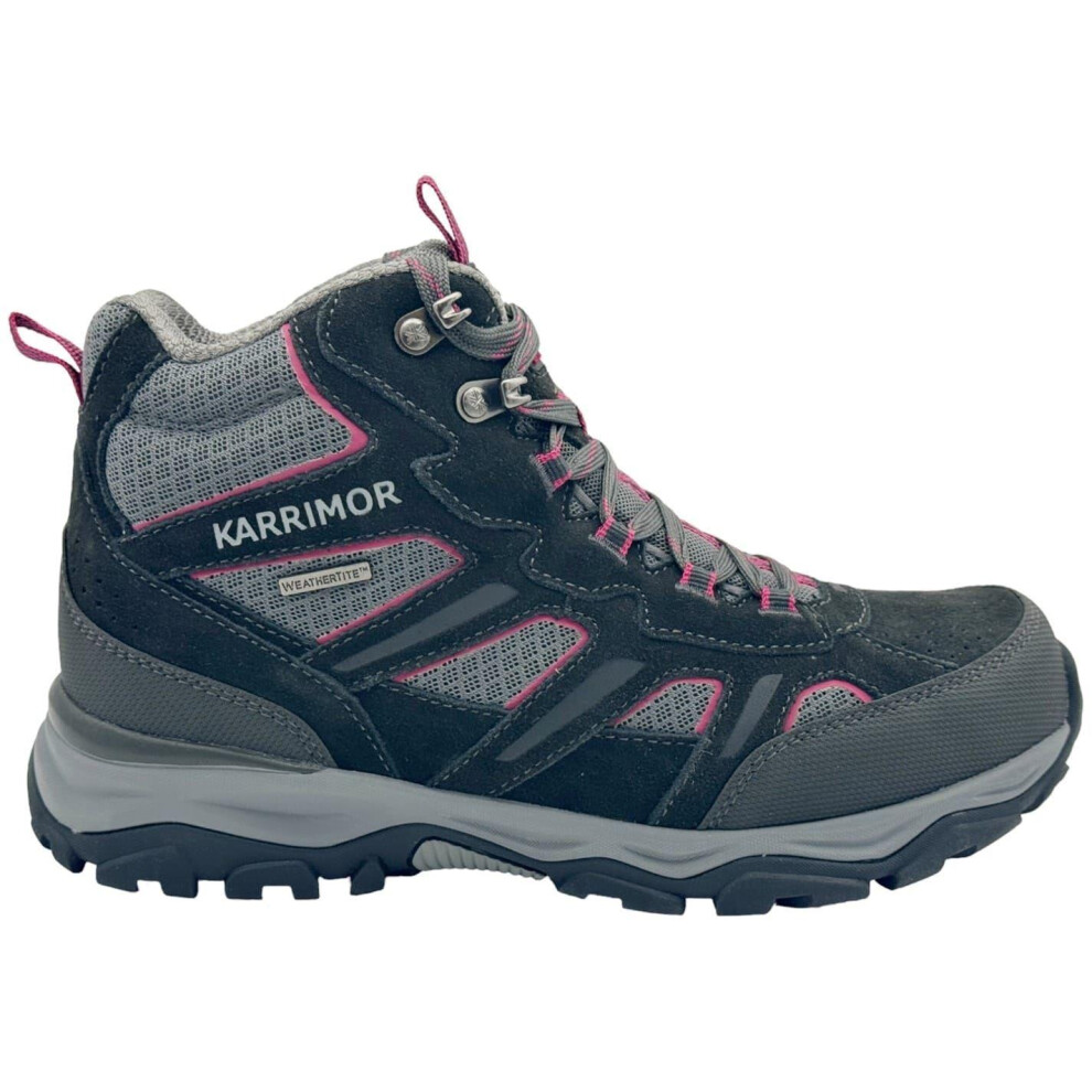 Karrimor (7.5 Uk, Black/Pink) Womens/Ladies Mount Suede Waterproof Walking Boots