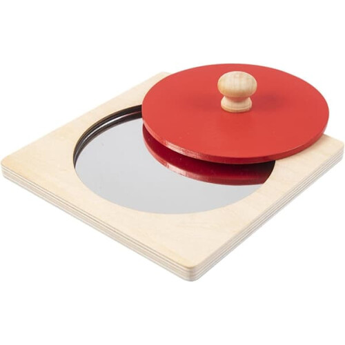 Montessori mirror button puzzle toy round geometric red