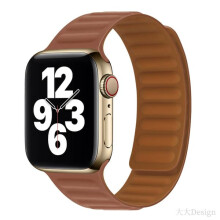 Kompatibel med Apple Watch Band 49 46 45 44 42 41 40 38mm Dubbelsidigt silikonmagnetiskt armband Sadelbrunt (42-49mm)