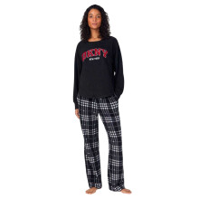 (8 UK R, Black) DKNY Womens/Ladies Plaid Crew Neck Long Pyjama Set