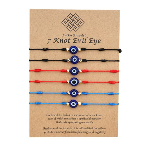 Evil Eye Bracelet Lucky 7-Knot 6 PCS Set