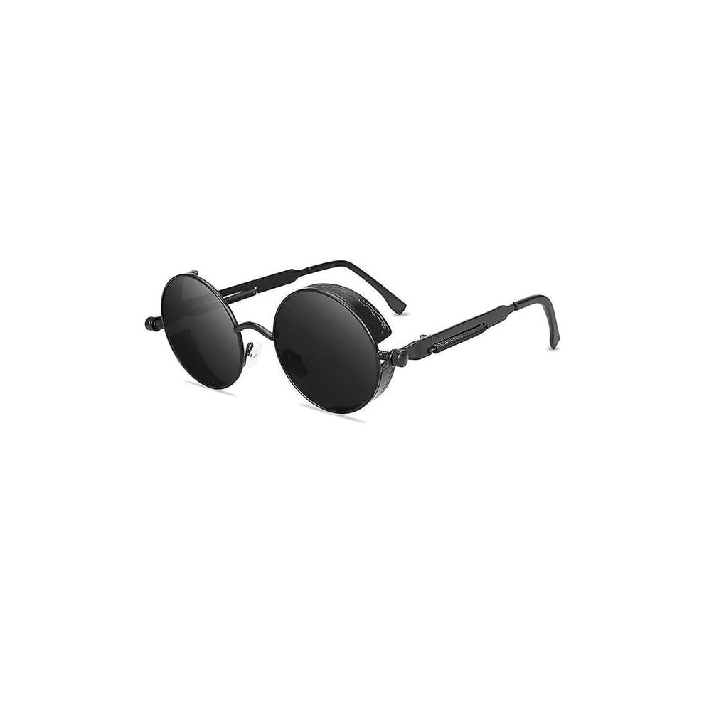 Steampunk Sunglasses Men Round Frame Lenses Black/Gray 962029290537
