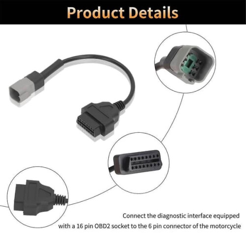 OBD2 Diagnostic Cable Adapter 6PIN to 16PIN 2