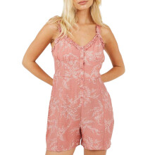 (8 UK, Pink) Brave Soul Womens/Ladies Leaf Print V Neck Sleeveless Playsuit