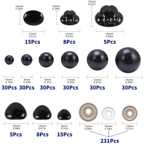 Black Plastic Crochet Eyes with Washers 462 pcs 2