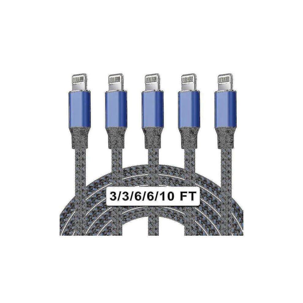 Lightning Cable Nylon Iphone Charger 5-Pack 962125316681