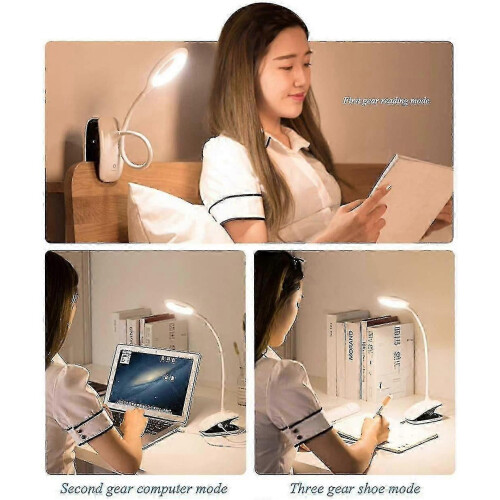(White) Suitable for Led Clip-on Reading Lamp Dimmable Eye Protection Table Lamp