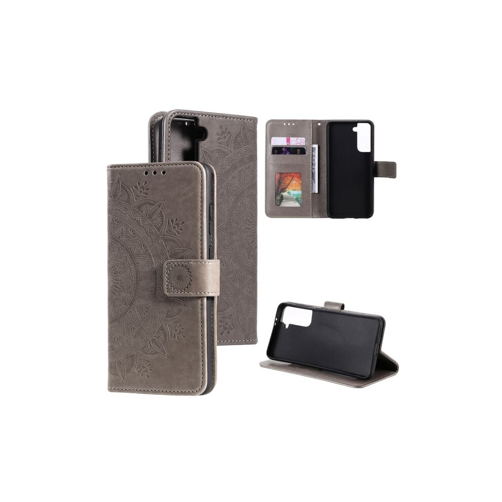 Samsung Galaxy S21 Plus Mandala Wallet Case Grey 962029291916