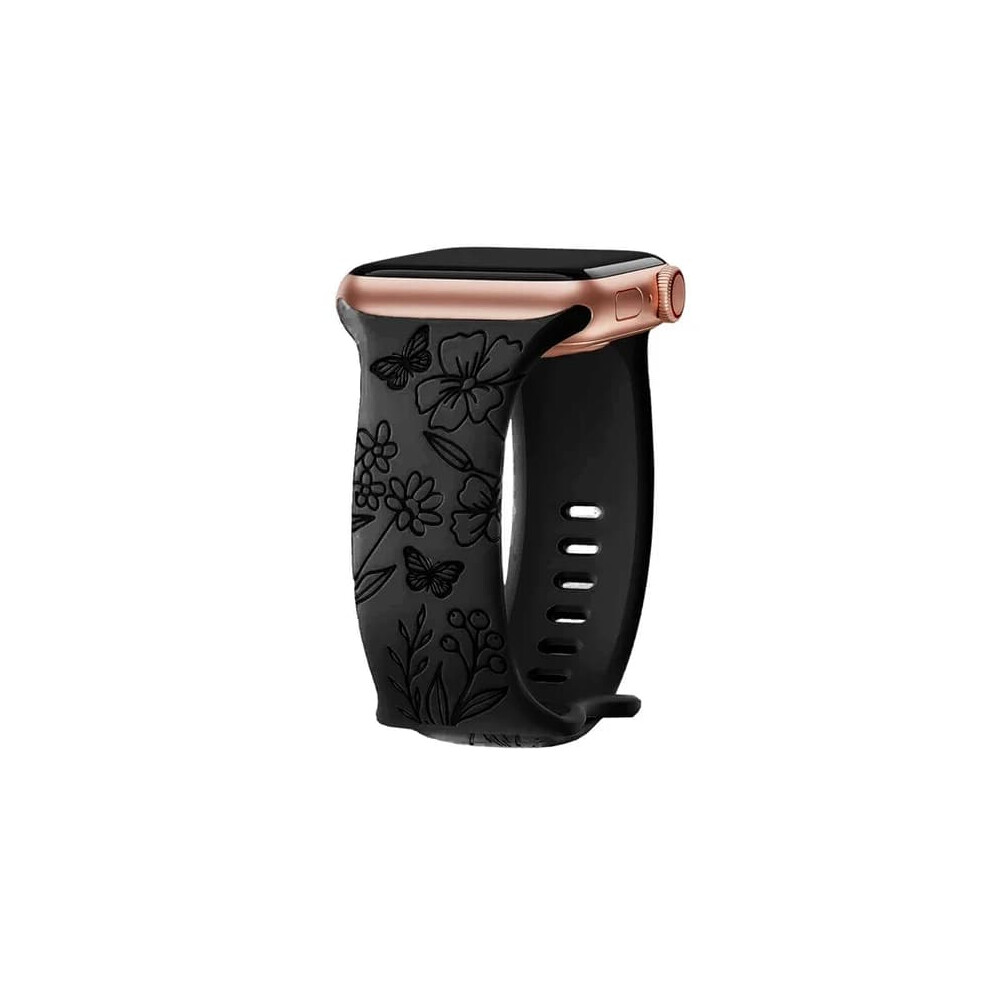 Engraved Flower Butterfly Bracelet For Apple Watch 38-49Mm 962125794557