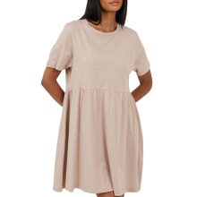 (12 UK, Mushroom) Brave Soul Womens/Ladies Cotton Crew Neck Short-Sleeved Mini Dress